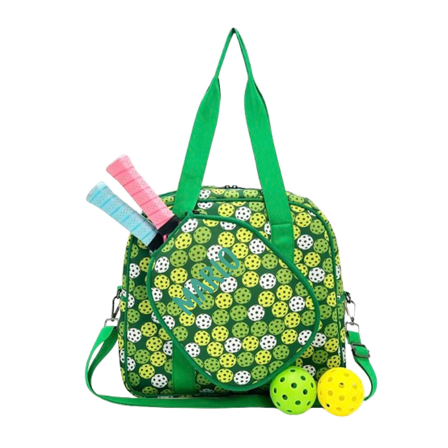"Citrus Slice" Green and Yellow Pickleball Bag (Free Personalization) | Pickleball Sports Bag | Medium Size Court Bag