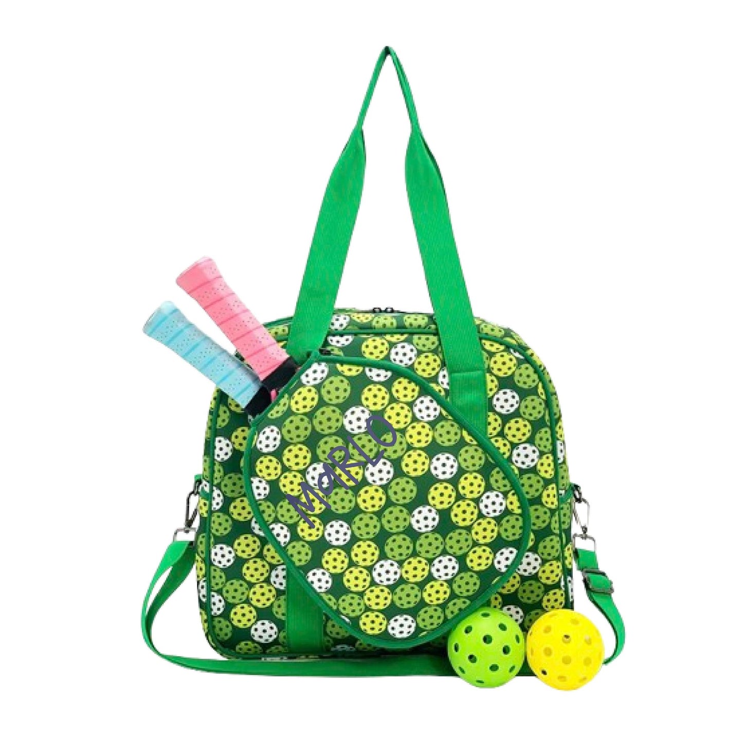 "Citrus Slice" Green and Yellow Pickleball Bag (Free Personalization) | Pickleball Sports Bag | Medium Size Court Bag