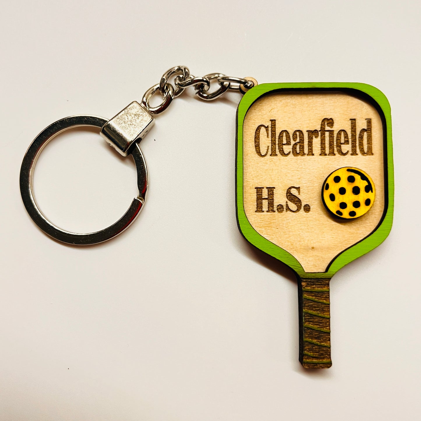 Set of 10 Clearfield Custom Pickleball Paddle Keychain Personalized Balsa Wood Keychain Pickleball Player Gift Pickleball Team Gift Paddle Bag Charm