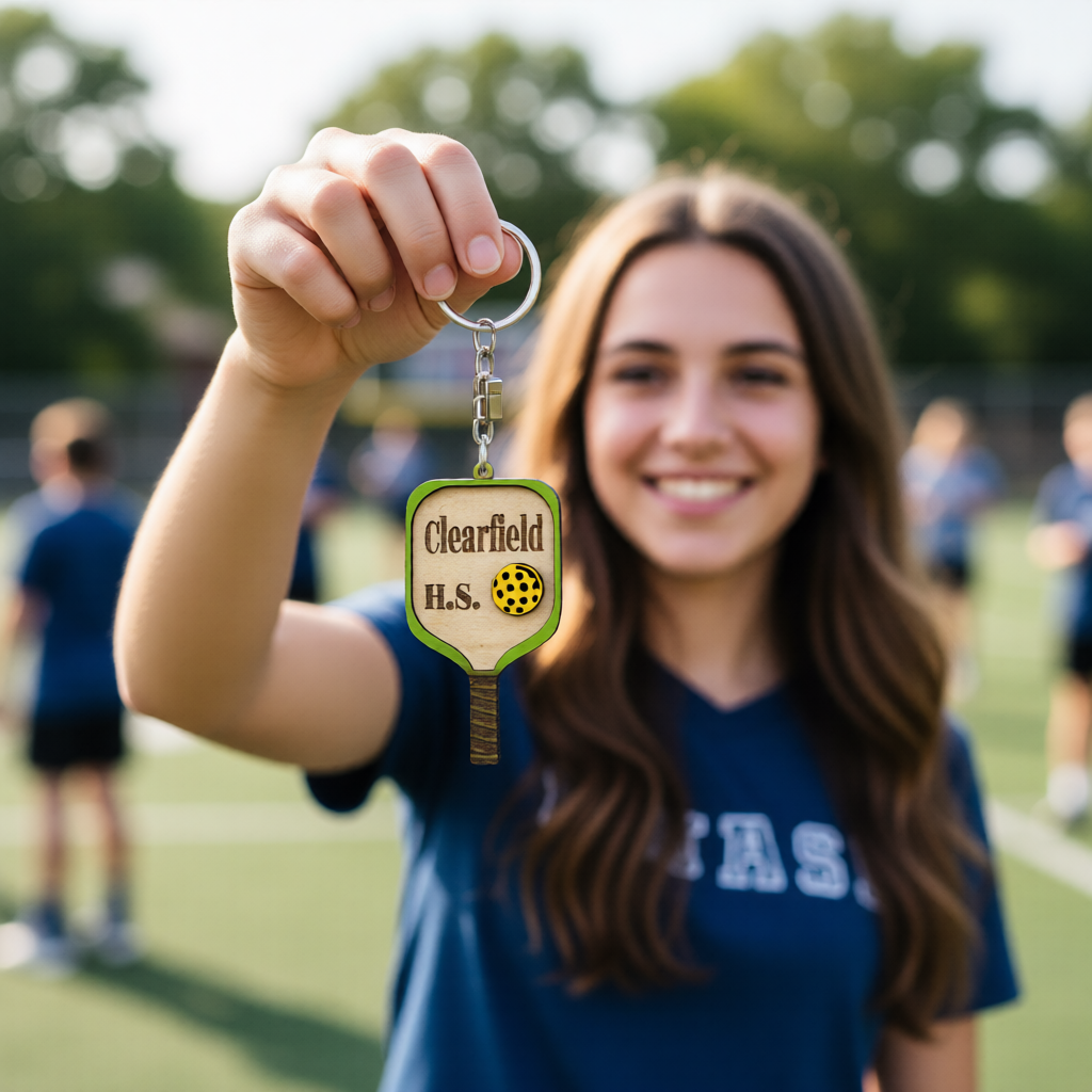 Set of 10 Clearfield Custom Pickleball Paddle Keychain Personalized Balsa Wood Keychain Pickleball Player Gift Pickleball Team Gift Paddle Bag Charm