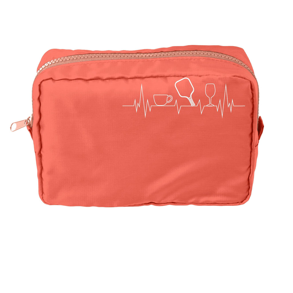 Coffee, Pickleball, Wine EKG Heartbeat | Pickleball Dimensional Pouch Bag | Small Size Court Dimensional Bag