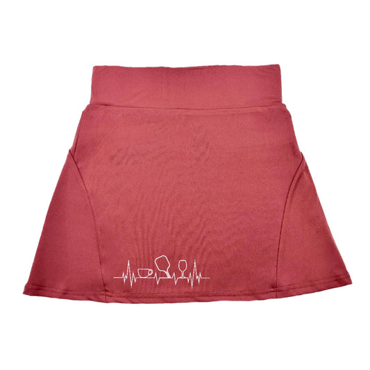 Coffee, Pickleball, Wine Heartbeat EGK | Women's Flirty Pickleball Skort