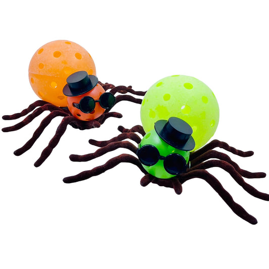 Cool Pickleball Spiders in Sunglasses and Top Hat | Pickleball Halloween Gifts And Decor