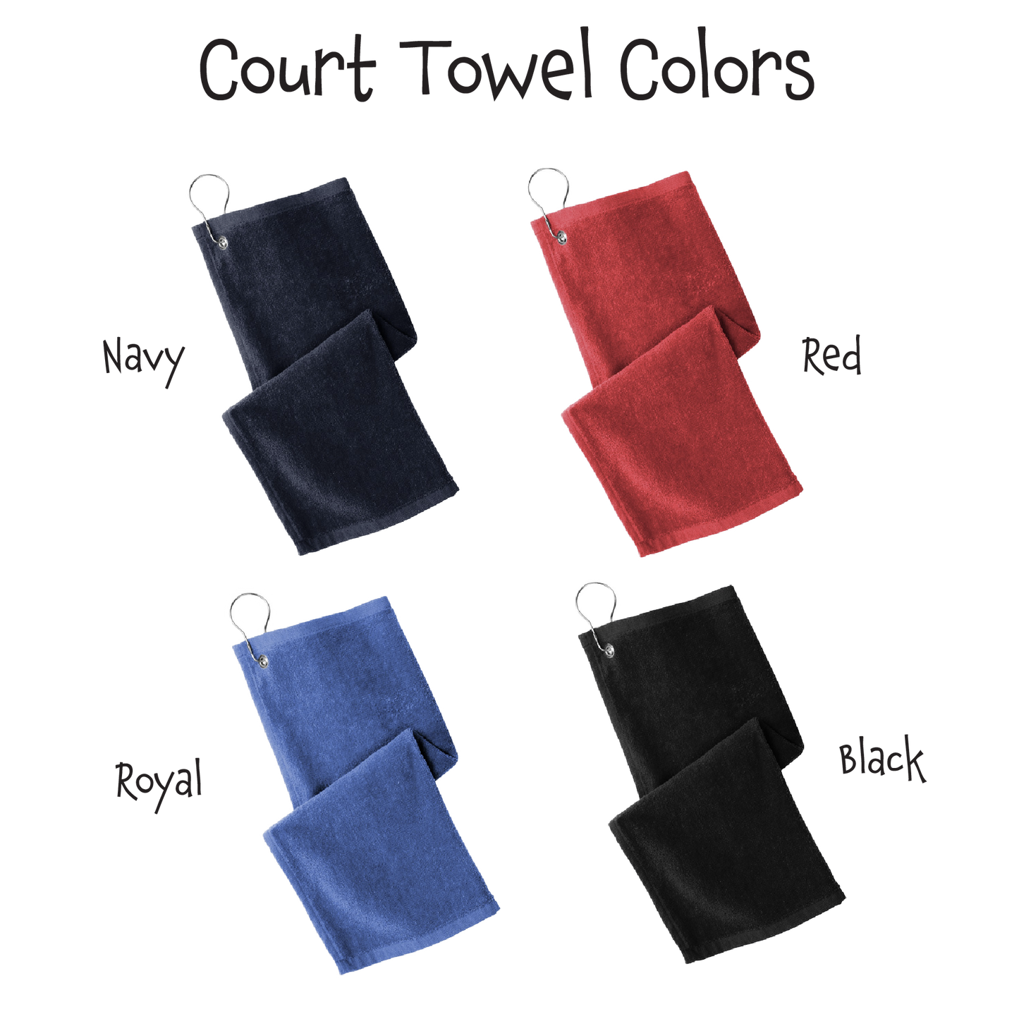 002 Pickleball (Customizable Colors) | Pickleball Court Towels | Grommeted 100% Cotton Terry Velour