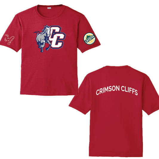 Crimson Cliffs High USHPA | Men's Short Sleeve White Crewneck T-Shirts | 100% Polyester
