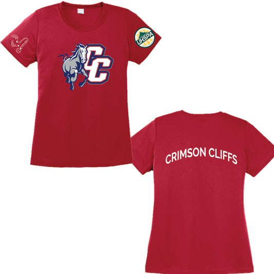 Crimson Cliffs High UHSPA | Women's Short Sleeve Crewneck T-Shirts | 100% Polyester