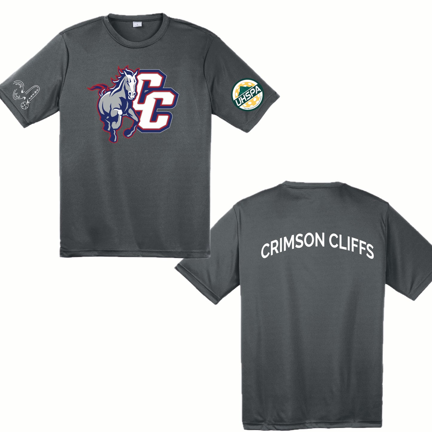 Crimson Cliffs High USHPA | Men's Short Sleeve White Crewneck T-Shirts | 100% Polyester