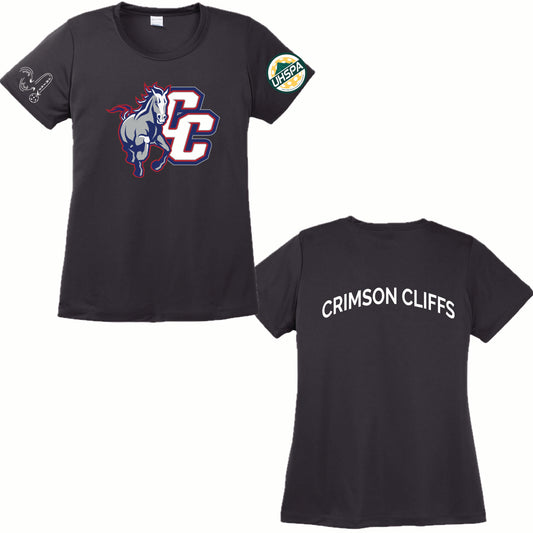 Crimson Cliffs High UHSPA | Women's Short Sleeve Crewneck T-Shirts | 100% Polyester