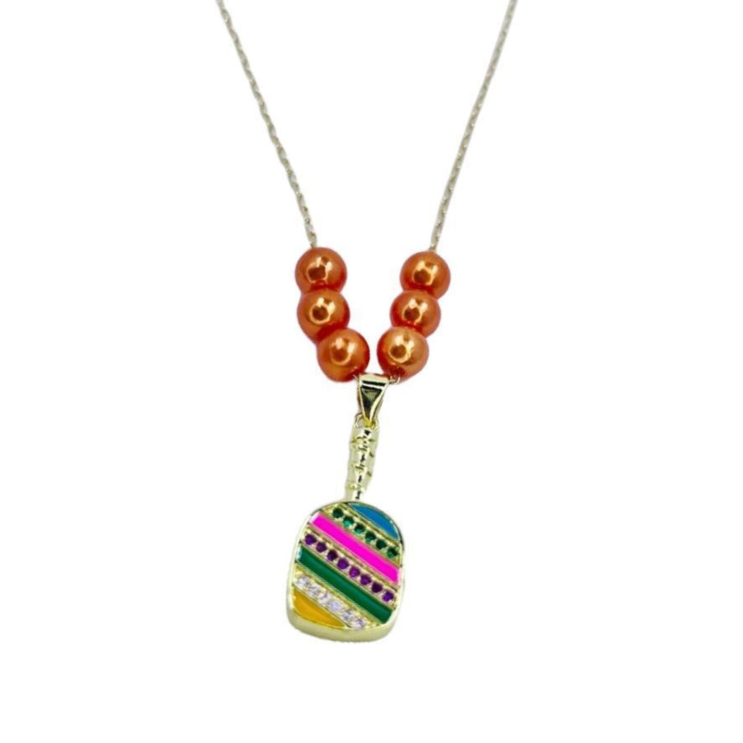 Cubic Zirconia Pickleball Paddle Necklace And Earrings | Pickleball Jewelry | Fun Pickleball Gifts