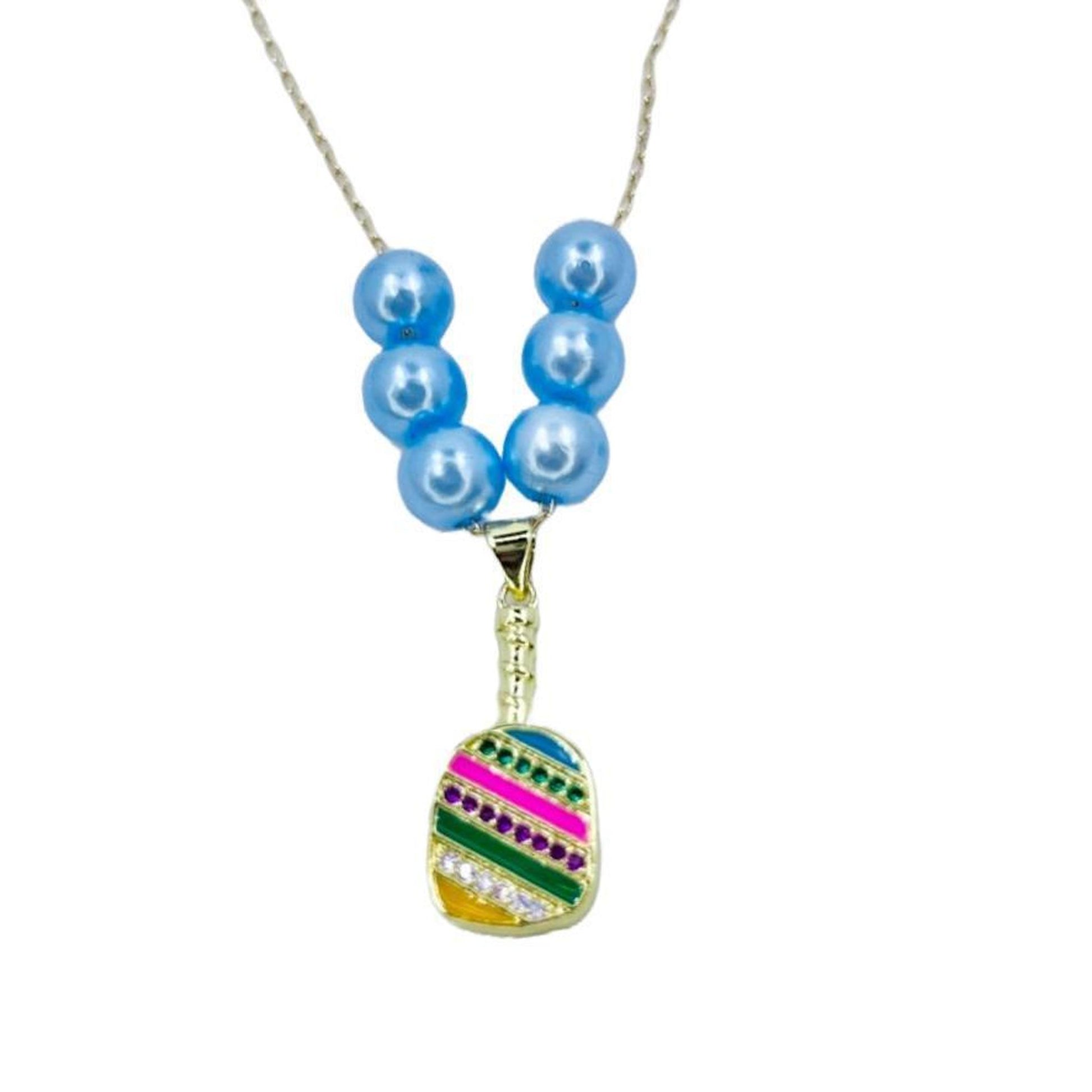 Cubic Zirconia Pickleball Paddle Necklace And Earrings | Pickleball Jewelry | Fun Pickleball Gifts