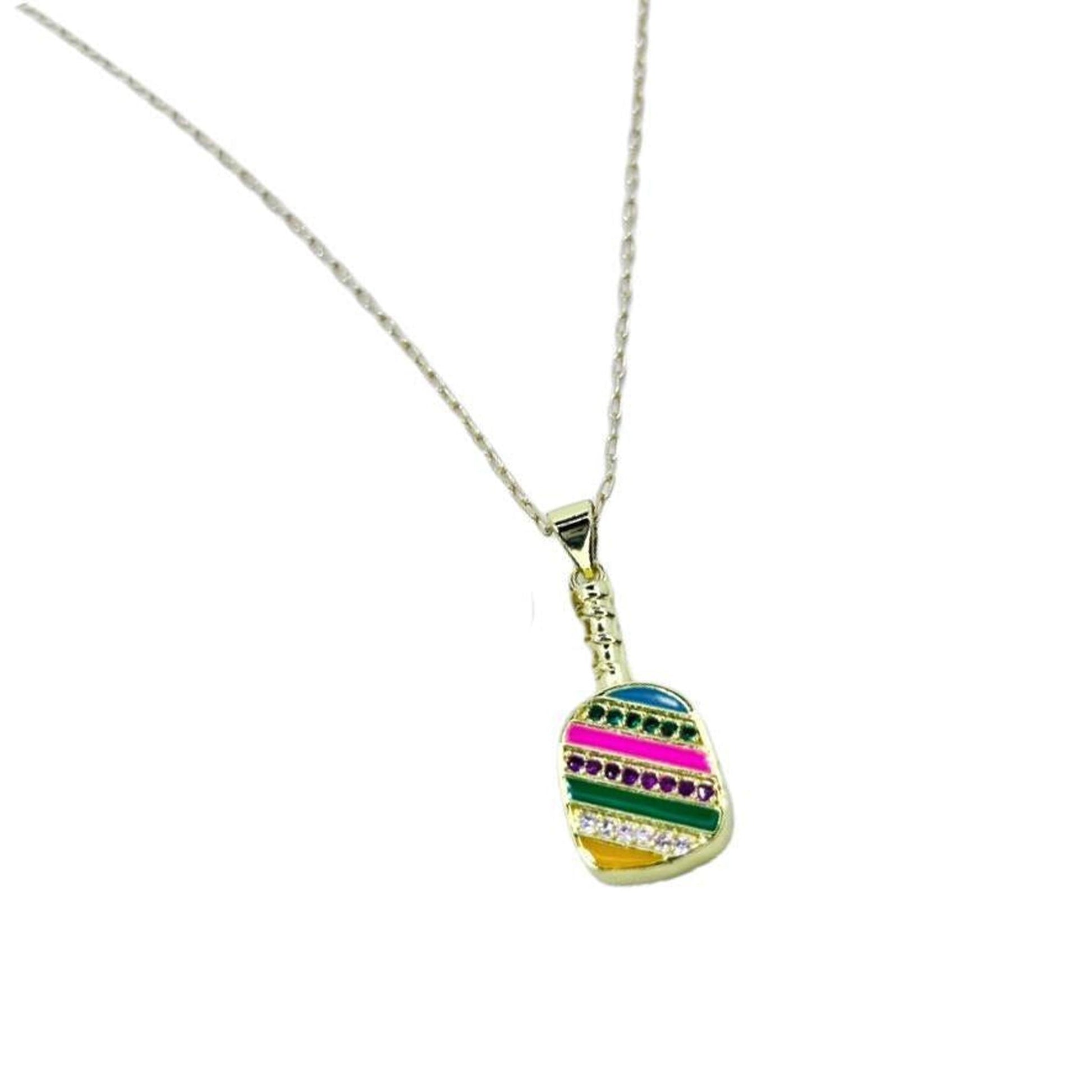 Cubic Zirconia Pickleball Paddle Necklace And Earrings | Pickleball Jewelry | Fun Pickleball Gifts