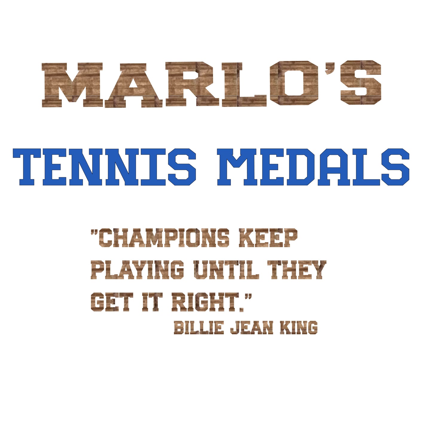 Custom Tennis "Champions Keep Playing Until They Get It Right" Trophy Display Rack | Sports Tournament Award Hanger