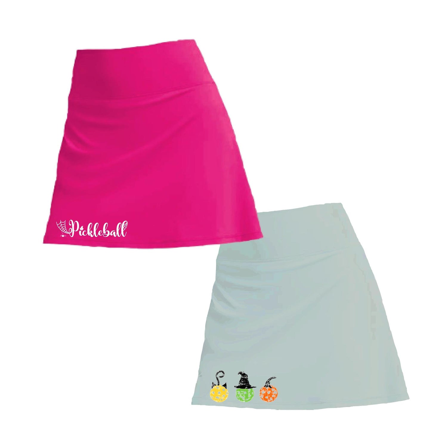 Custom Two Skorts Set (Pink & Blue) Halloween Designs | Pickleball Women’s Skorts | High-Performance Skorts with Shorts and Pockets