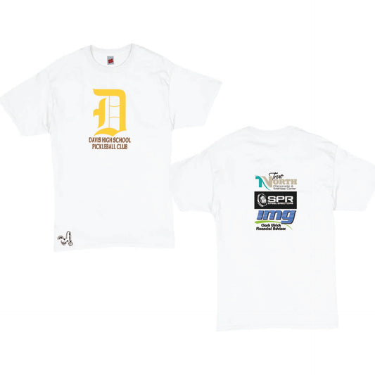 Davis High School Pickleball Club | Men's Short Sleeve White Crewneck T-Shirts | 100% Polyester