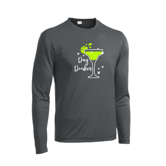 Day Dinker Pickleball Lime | Clearance Men's Long Sleeve Athletic Performance T-Shirt | 100% Polyester