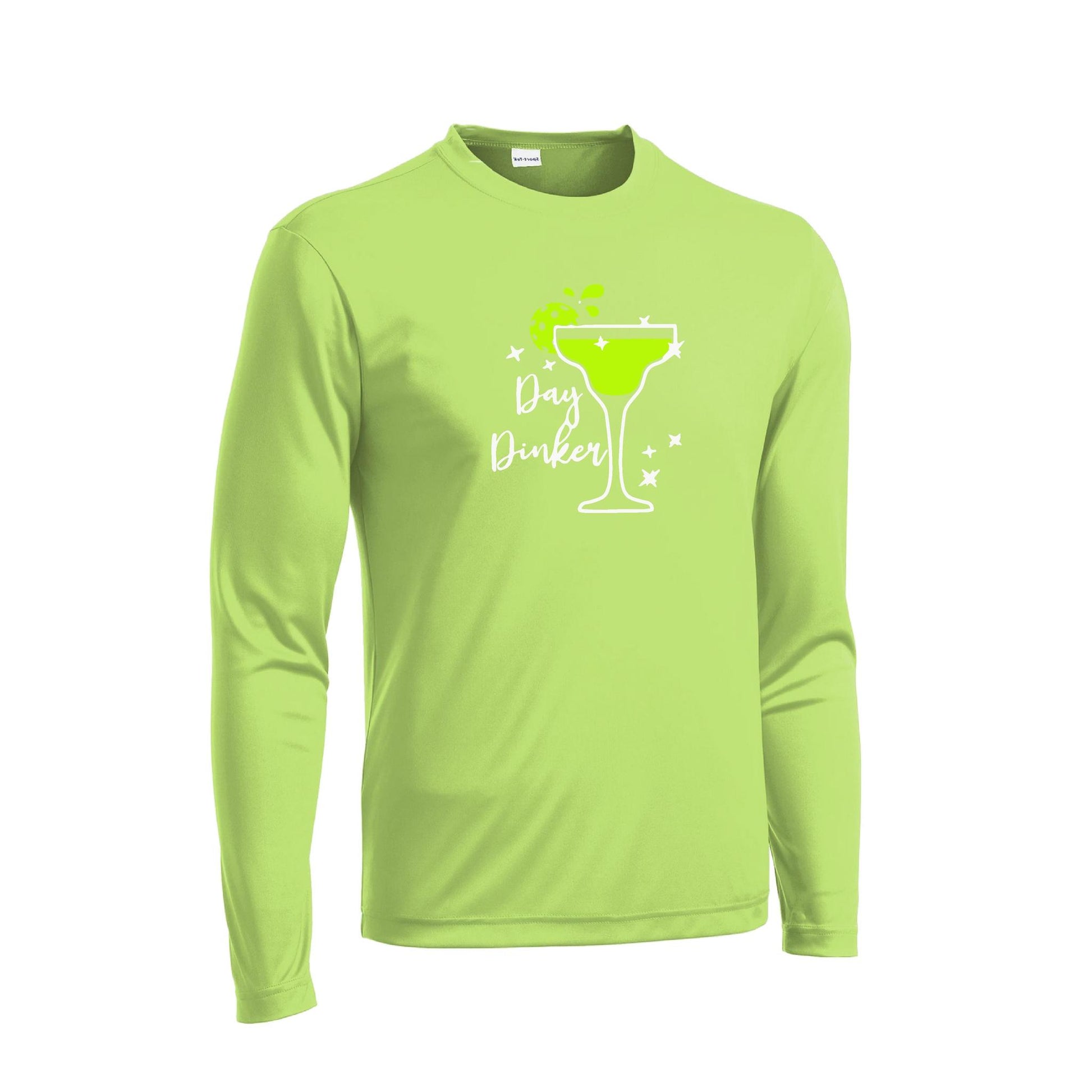 Day Dinker Pickleball Lime | Men's Long Sleeve Athletic Performance T-Shirt | 100% Polyester