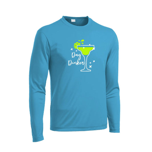 Day Dinker Pickleball Lime | Men's Long Sleeve Athletic Performance T-Shirt | 100% Polyester