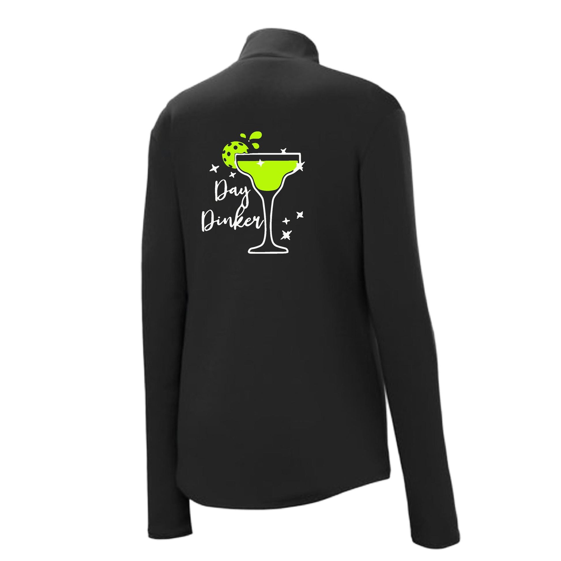Day Dinker Pickleball Lime | Women's 1/4 Zip Pickleball Performance Pullover Shirt | 100% Polyester