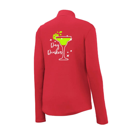 Day Dinker Pickleball Lime | Women's 1/4 Zip Pickleball Performance Pullover Shirt | 100% Polyester