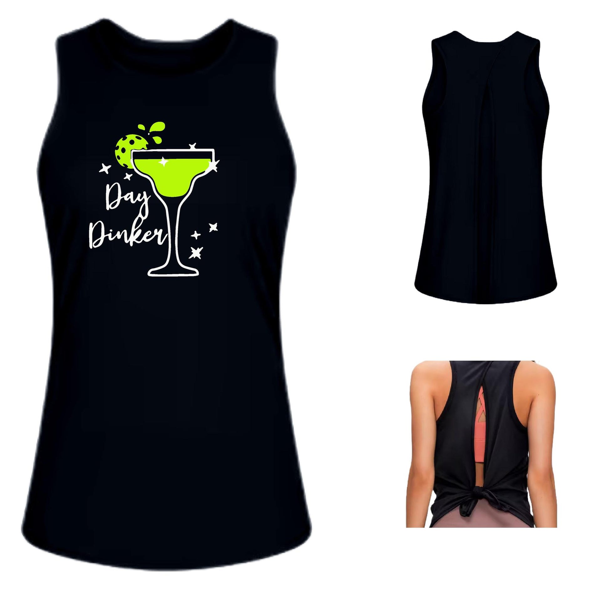 Day Dinker Pickleball Lime | Women's Split Back or Tied Back Pickleball Tank | 80/20 Nylon Spandex Mix