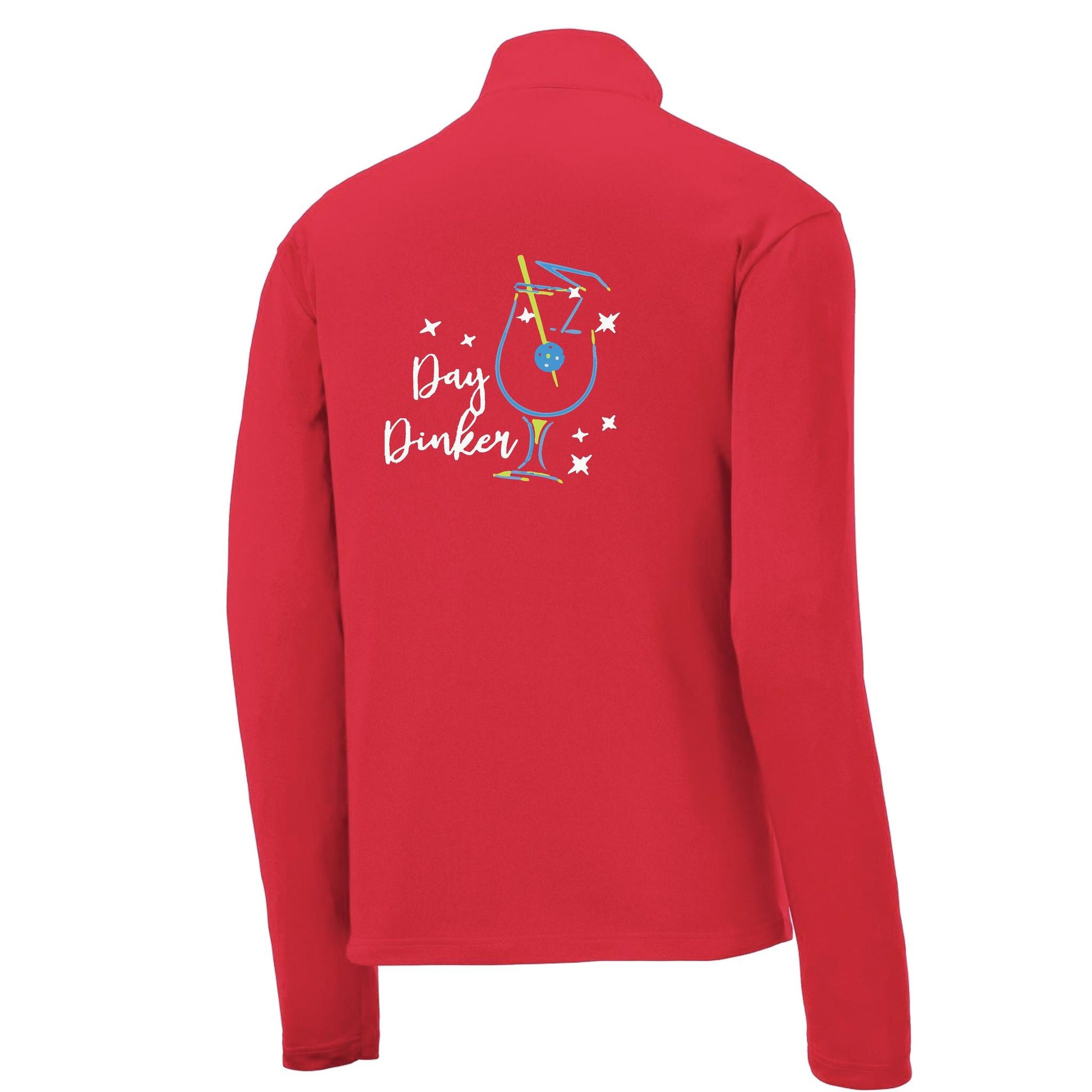 Day Dinker Pickleball Olive | Men's 1/4 Zip Long Sleeve Pullover Athletic Performance Shirt | 100% Polyester