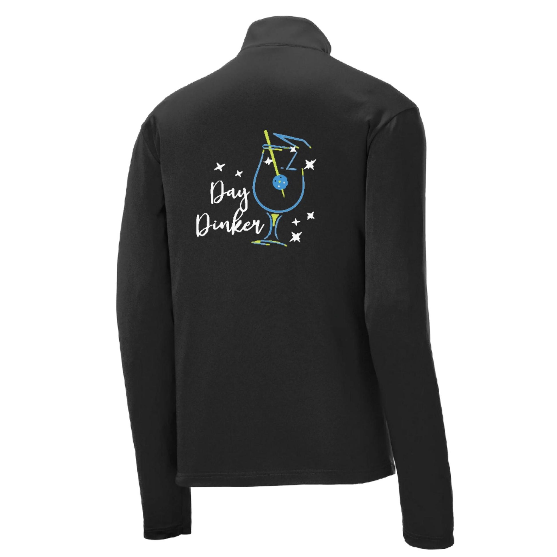 Day Dinker Pickleball Olive | Men's 1/4 Zip Long Sleeve Pullover Athletic Performance Shirt | 100% Polyester