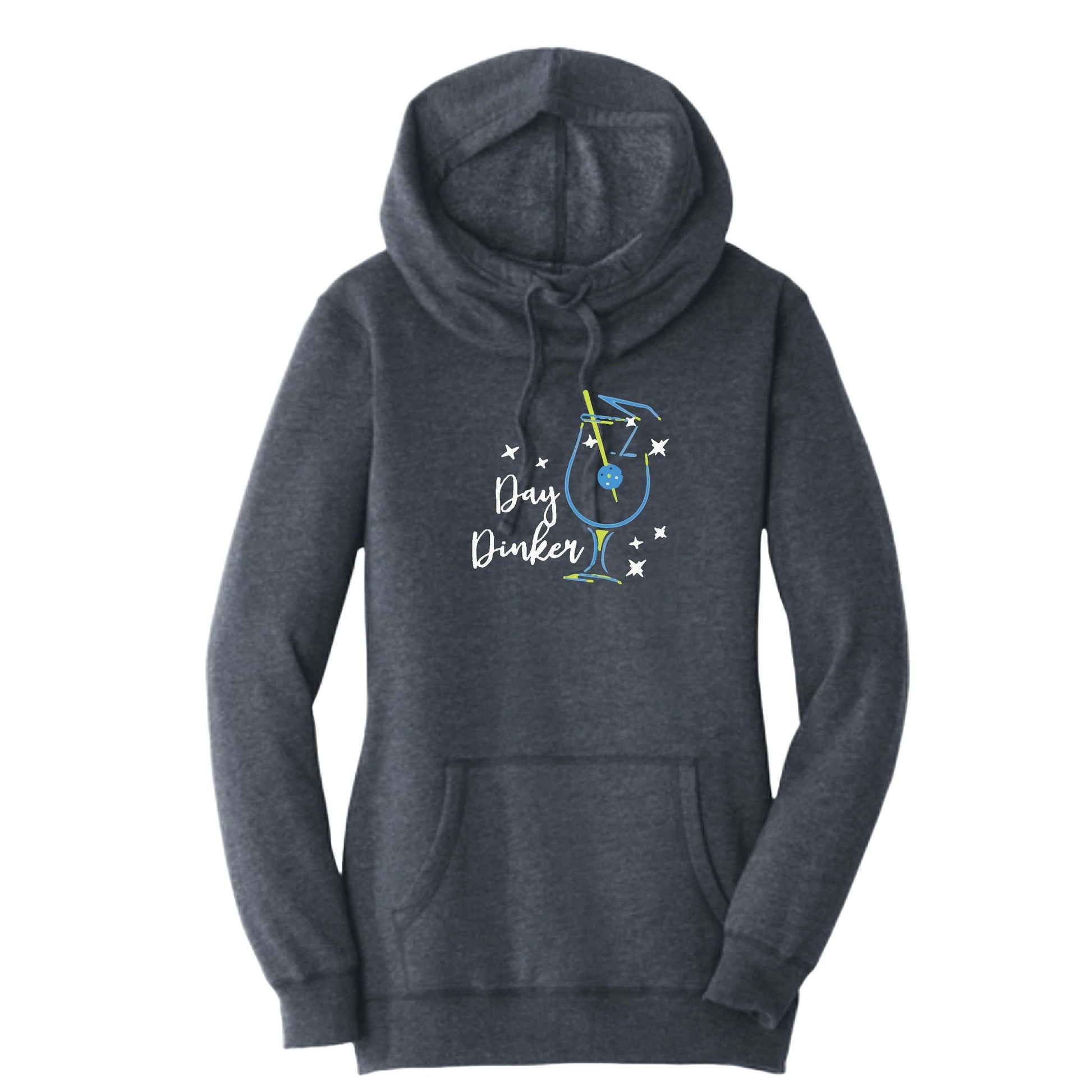 Day Dinker Pickleball Olive | Women’s Cowl-Neck Hoodie Pickleball Sweatshirt | 55% Cotton 45% Poly Fleece