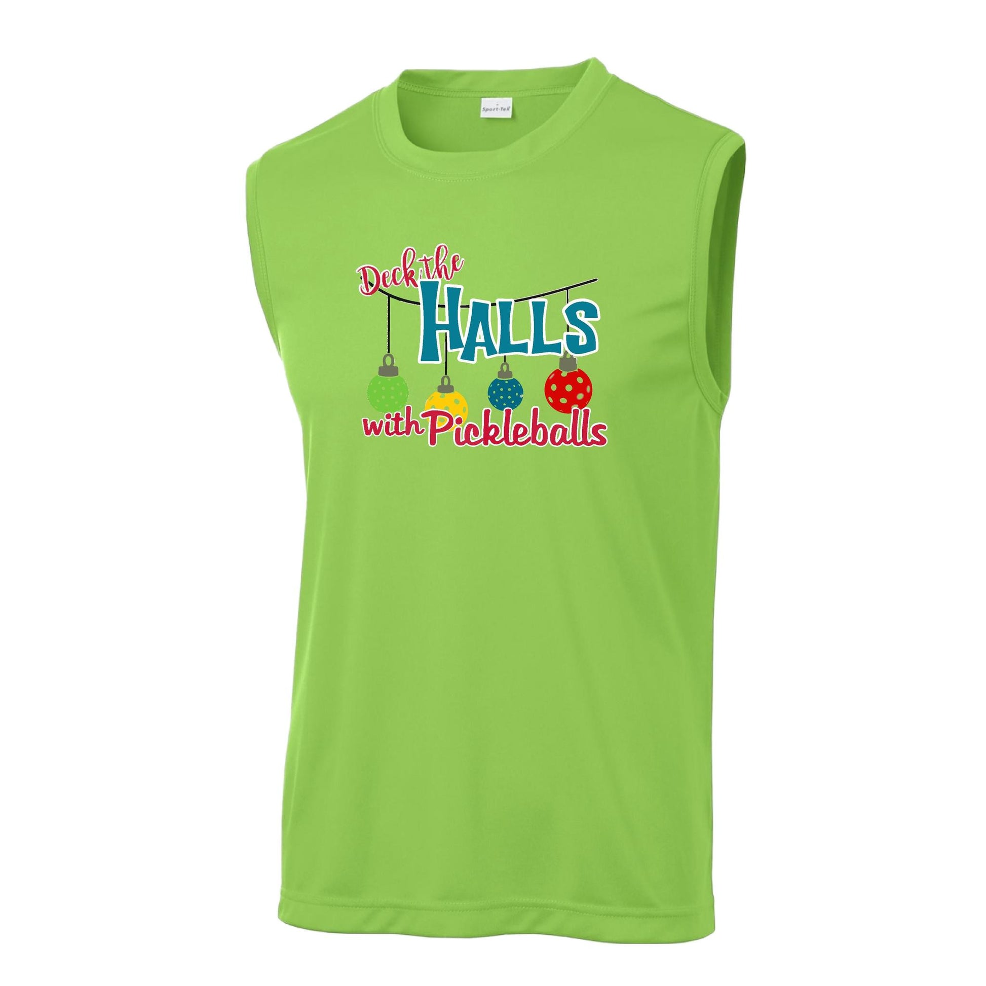 Deck the Halls with Pickleballs | Men's Sleeveless Athletic Performance T-Shirt | 100% Polyester