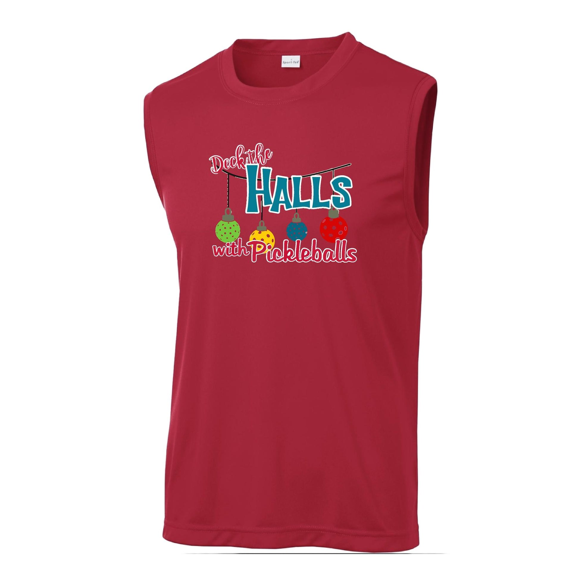 Deck the Halls with Pickleballs | Men's Sleeveless Athletic Performance T-Shirt | 100% Polyester