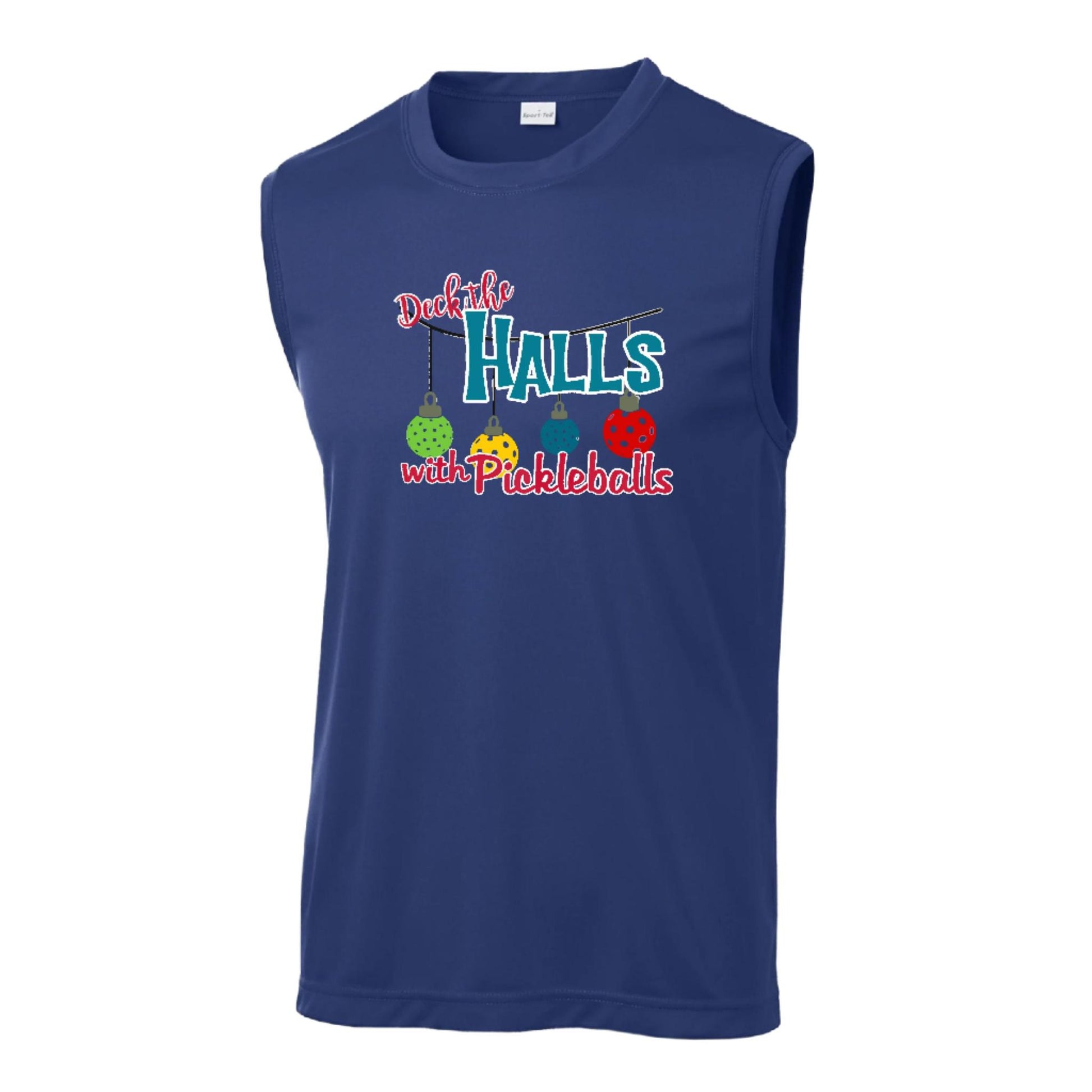 Deck the Halls with Pickleballs | Men's Sleeveless Athletic Performance T-Shirt | 100% Polyester