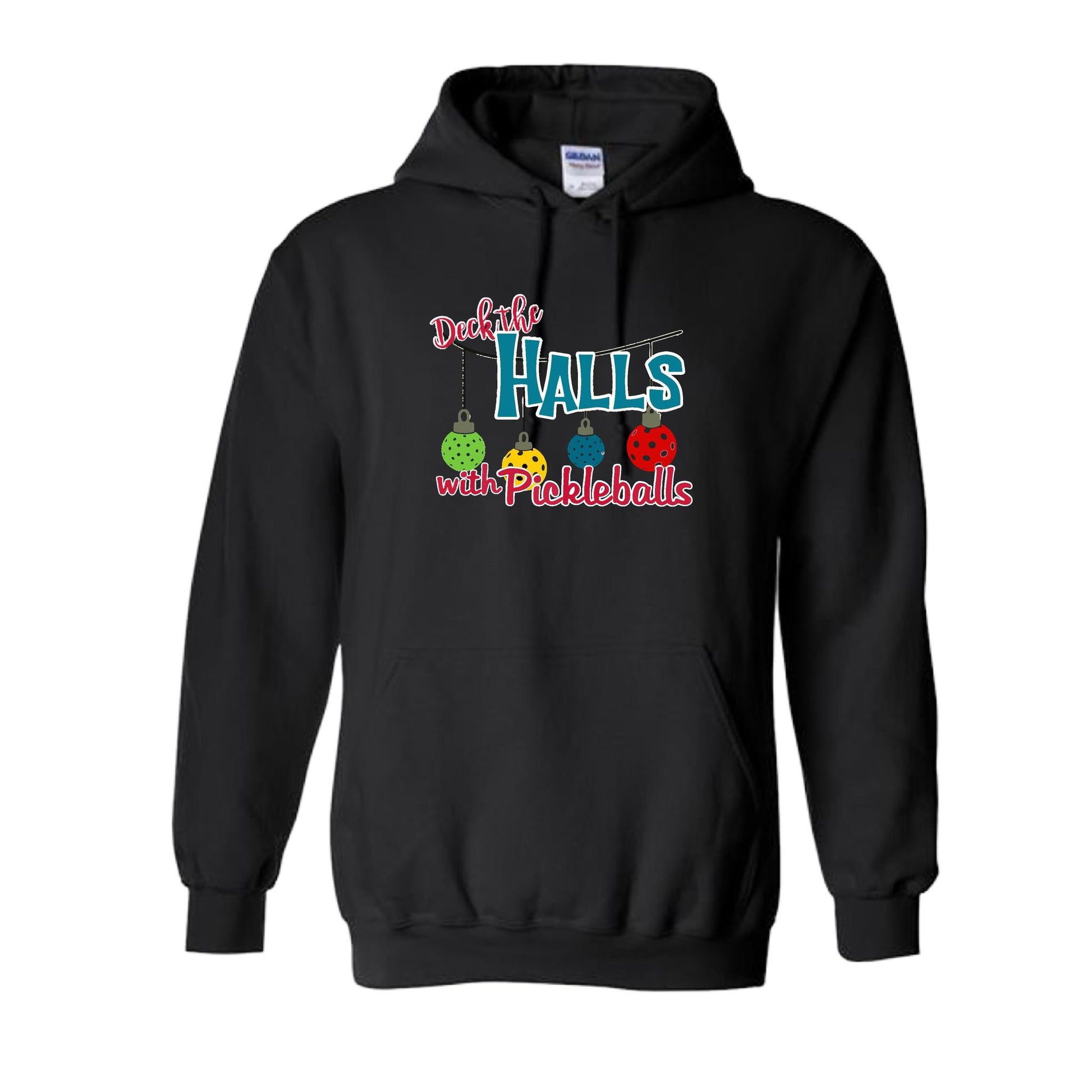 Deck the Halls with Pickleballs | Unisex Hoodie Athletic Sweatshirt | 50% Cotton/50% Polyester