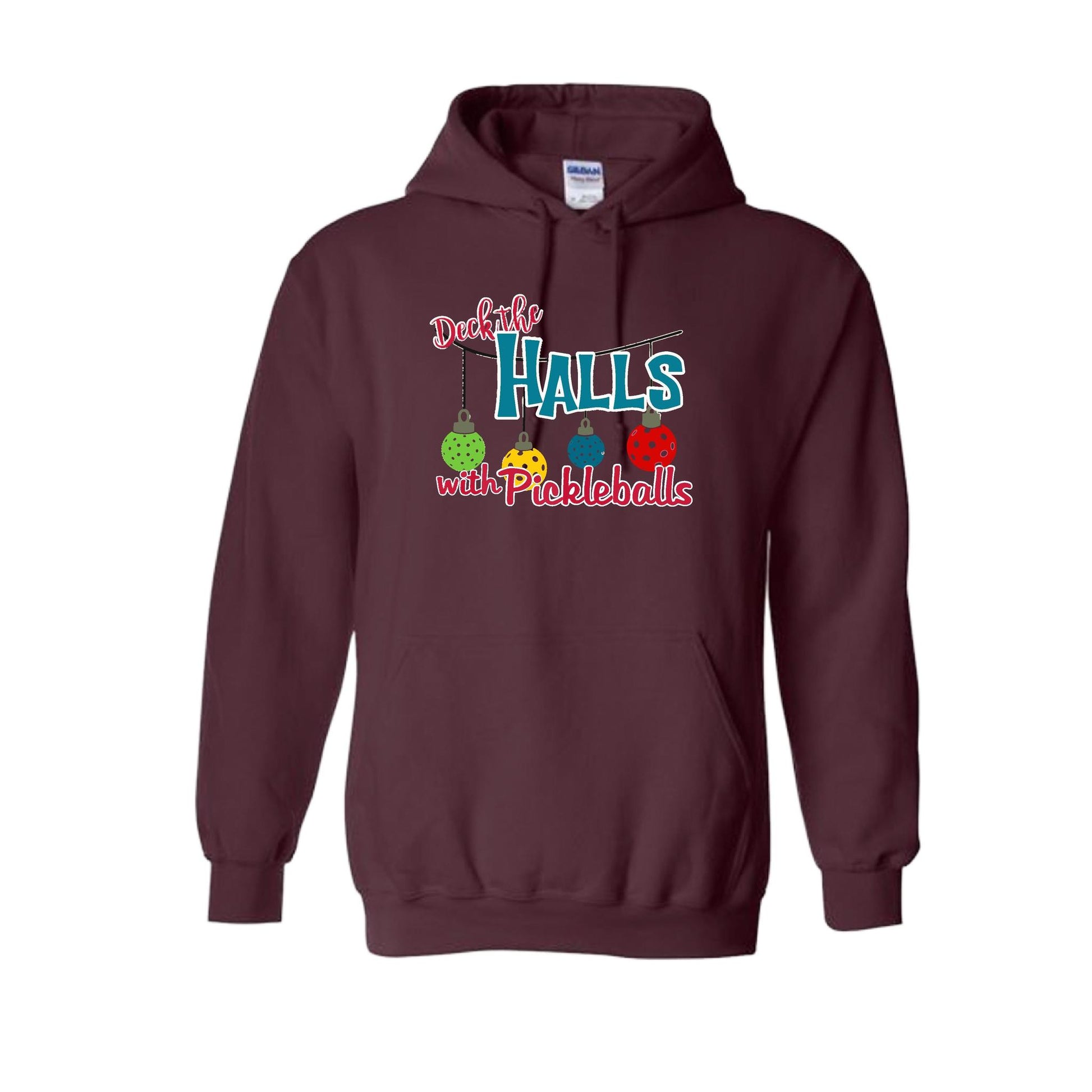 Deck the Halls with Pickleballs | Unisex Hoodie Athletic Sweatshirt | 50% Cotton/50% Polyester