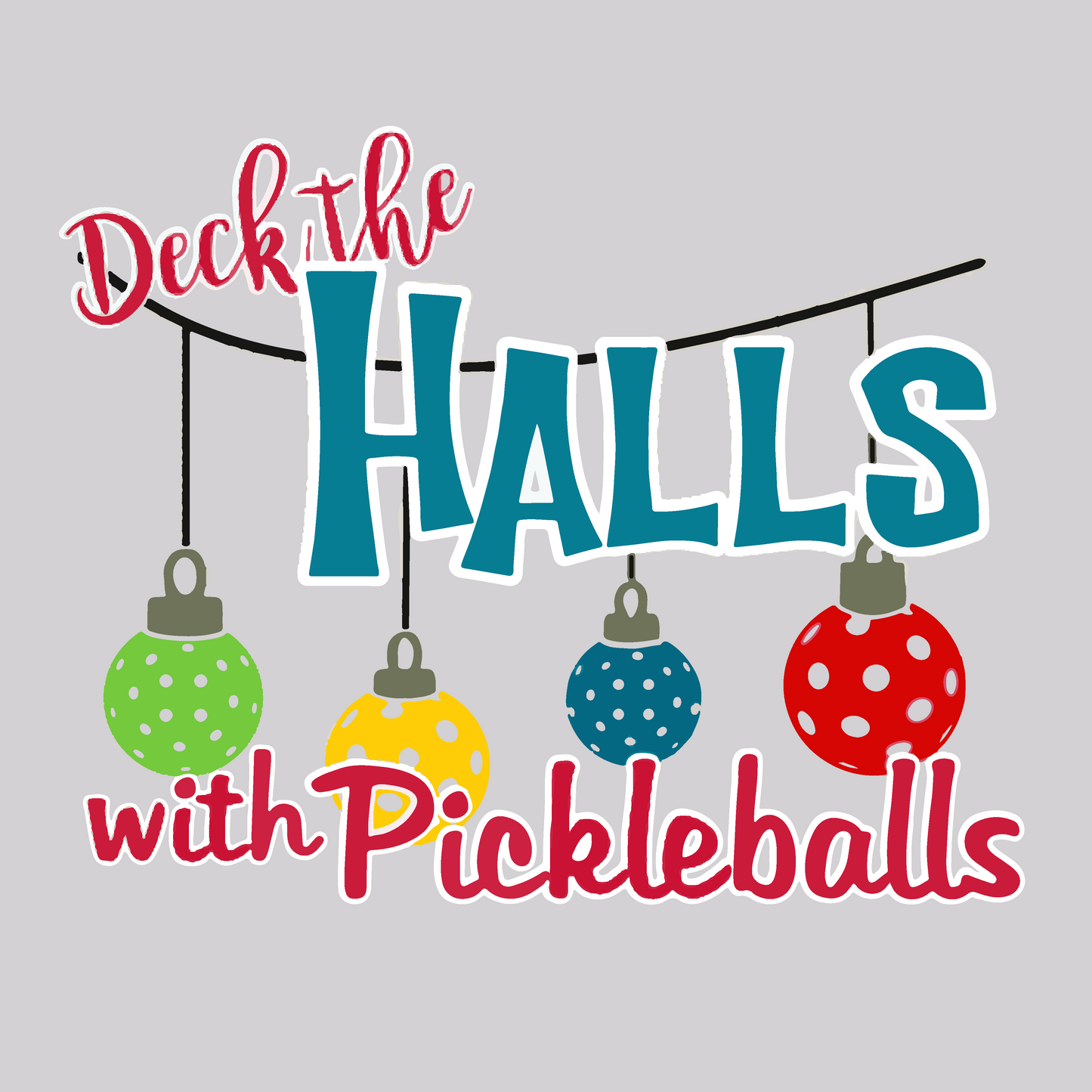 Deck the Halls with Pickleballs | Men's Short Sleeve Athletic Shirt | 100% Polyester