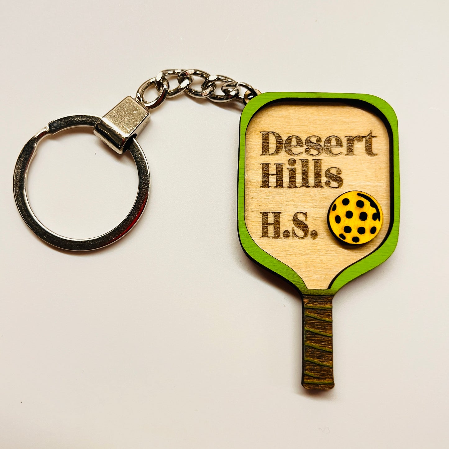 Set of 10 Desert Hills Custom Pickleball Paddle Keychain Personalized Balsa Wood Keychain Pickleball Player Gift Pickleball Team Gift Paddle Bag Charm