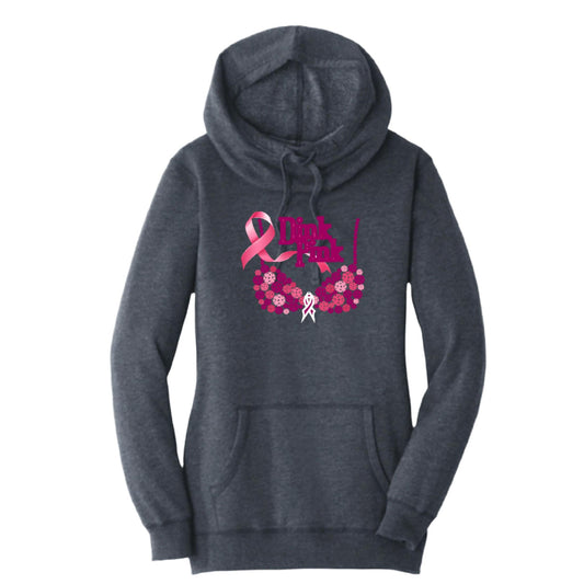 Dink Pink | Women’s Cowl-Neck Hoodie Pickleball Sweatshirt | 55% Cotton 45% Poly Fleece