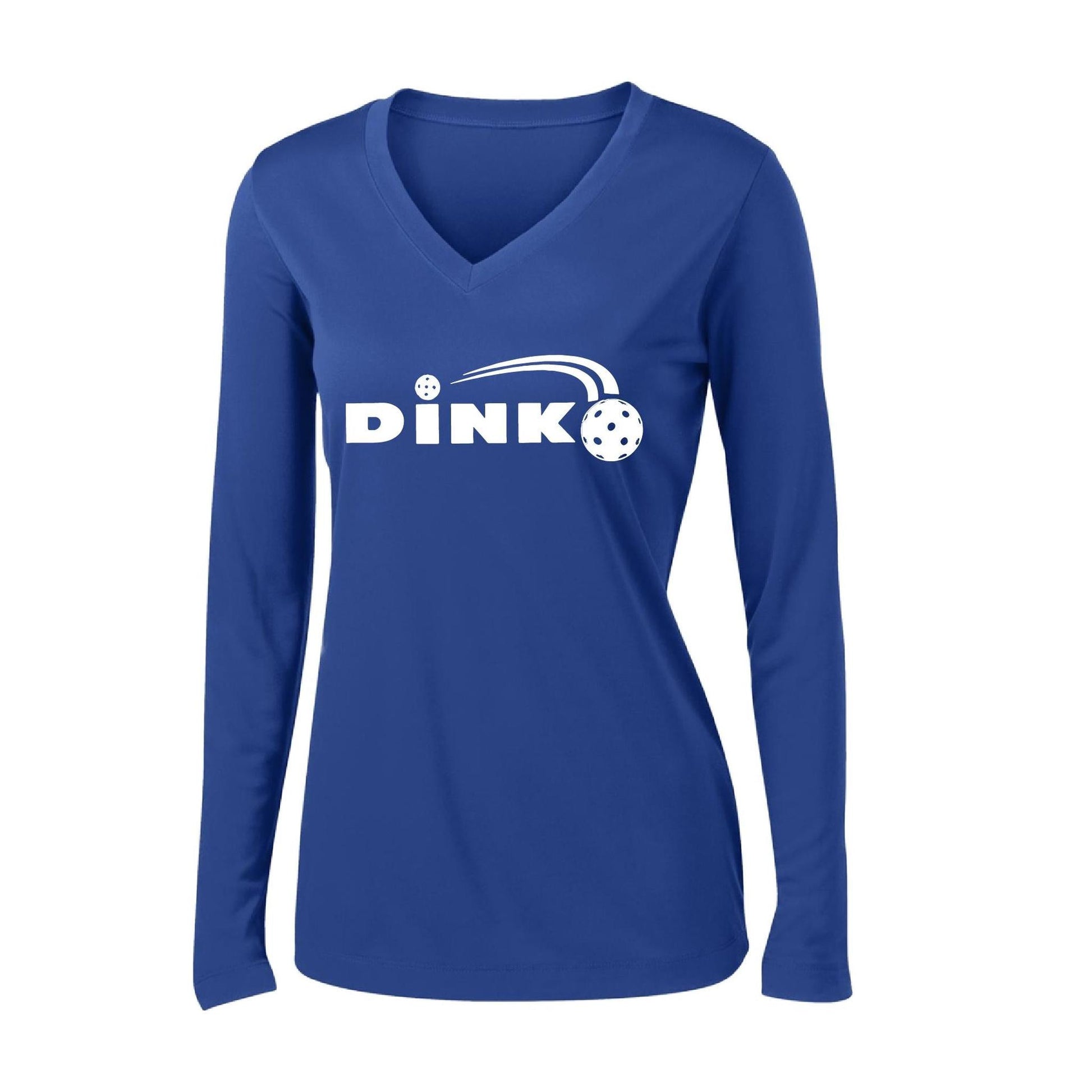 Dink | Women's Long Sleeve V-Neck Pickleball Performance T-Shirts | 100% Polyester