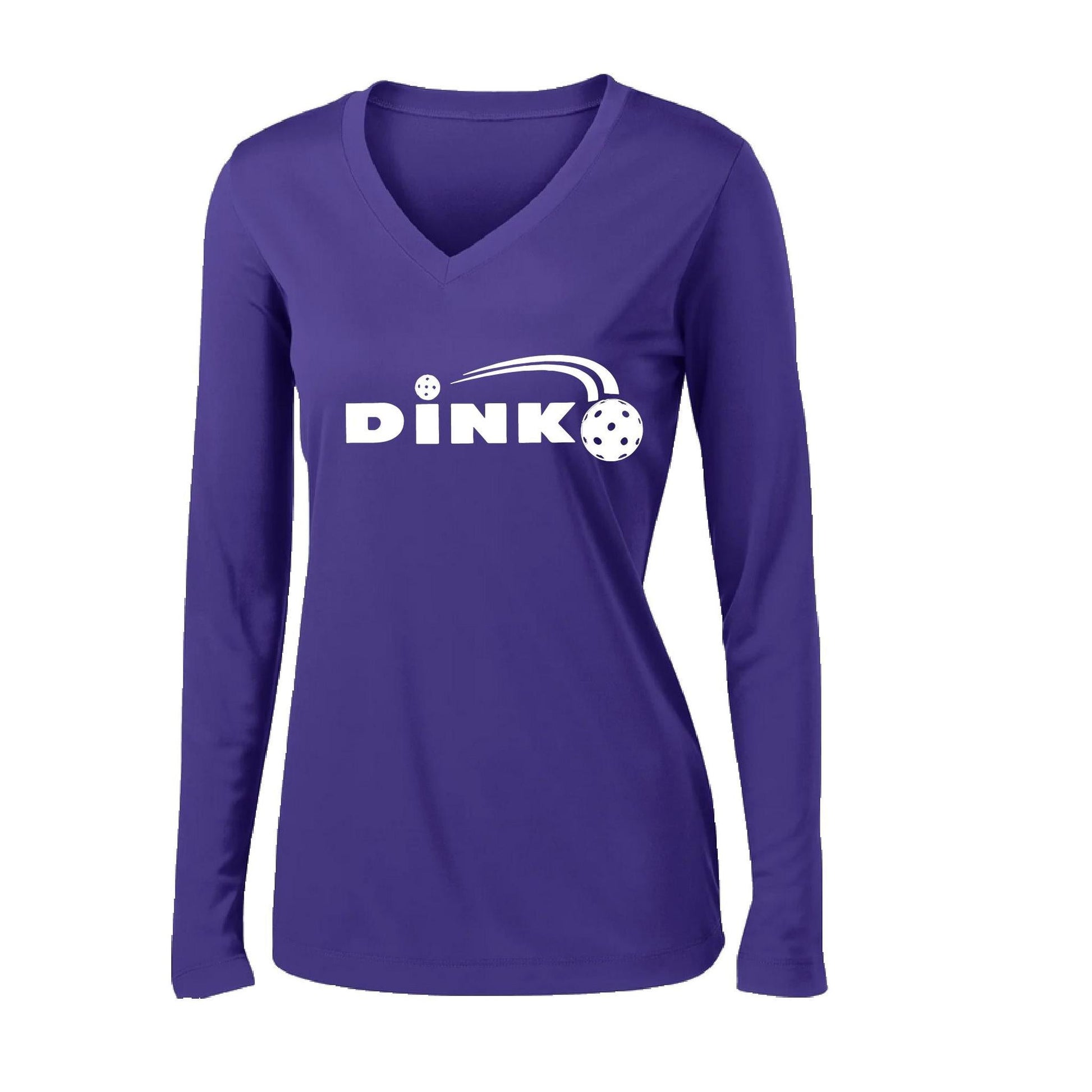 Dink | Women's Long Sleeve V-Neck Pickleball Performance T-Shirts | 100% Polyester