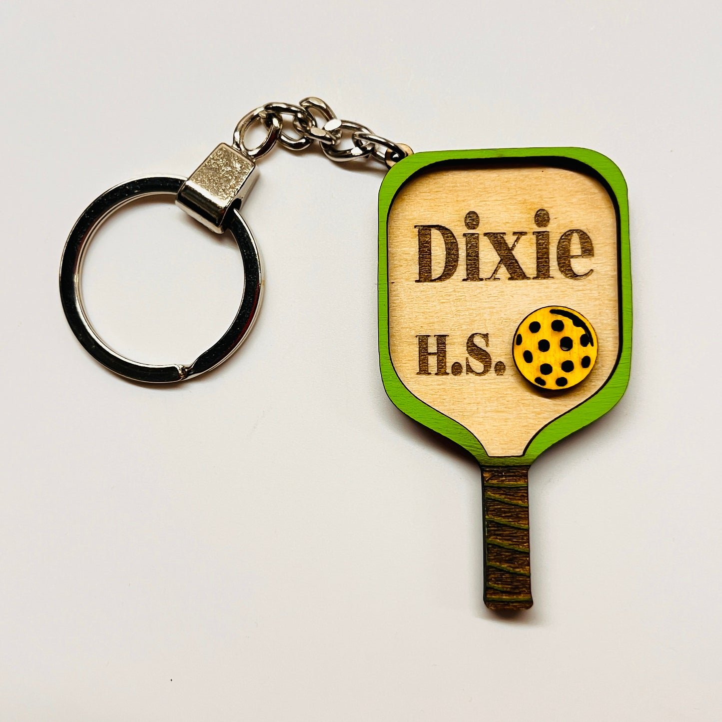 Set of 10 Dixie Custom Pickleball Paddle Keychain Personalized Balsa Wood Keychain Pickleball Player Gift Pickleball Team Gift Paddle Bag Charm