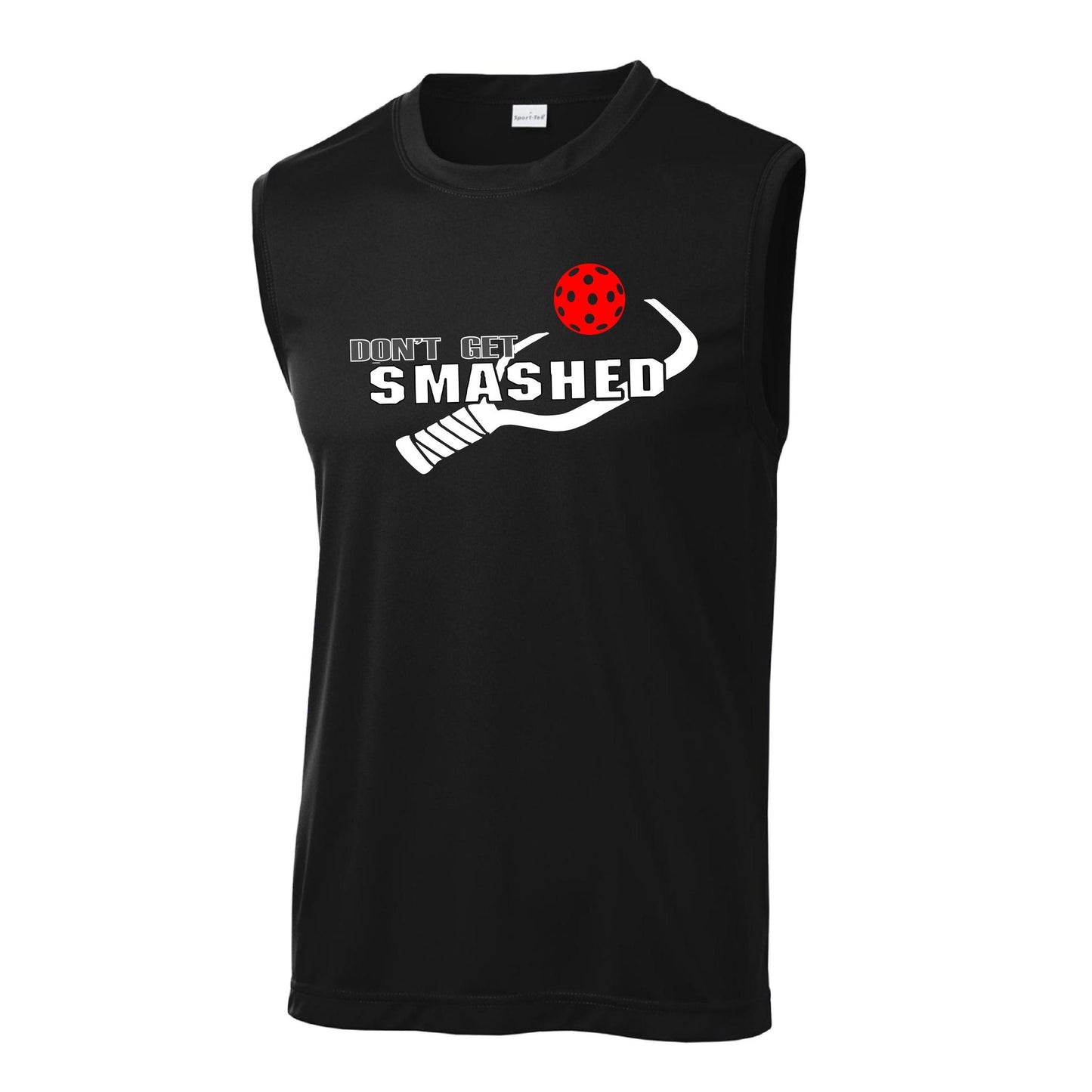 Don't Get Smashed (10 Custom Pickleball Colors) | Men's Sleeveless Pickleball Performance T-Shirt | 100% Polyester