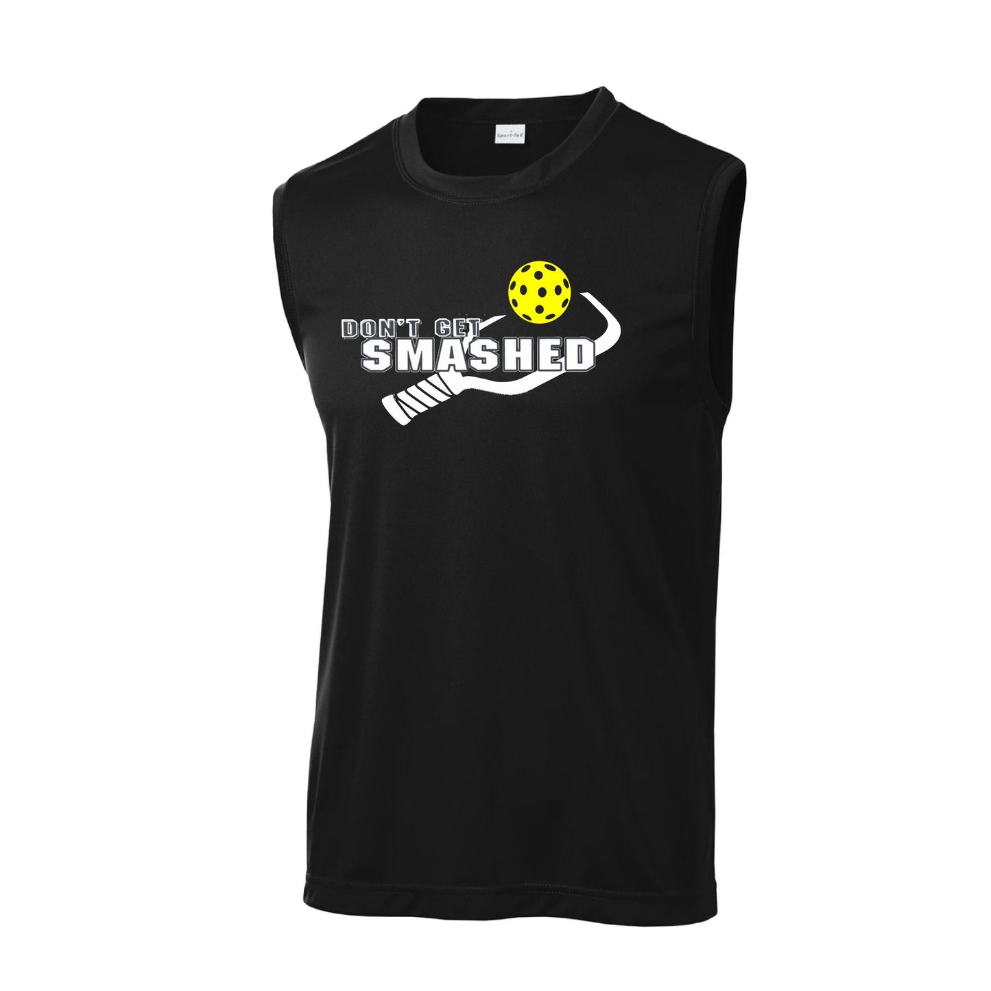 Don't Get Smashed (10 Custom Pickleball Colors) | Men's Sleeveless Pickleball Performance T-Shirt | 100% Polyester