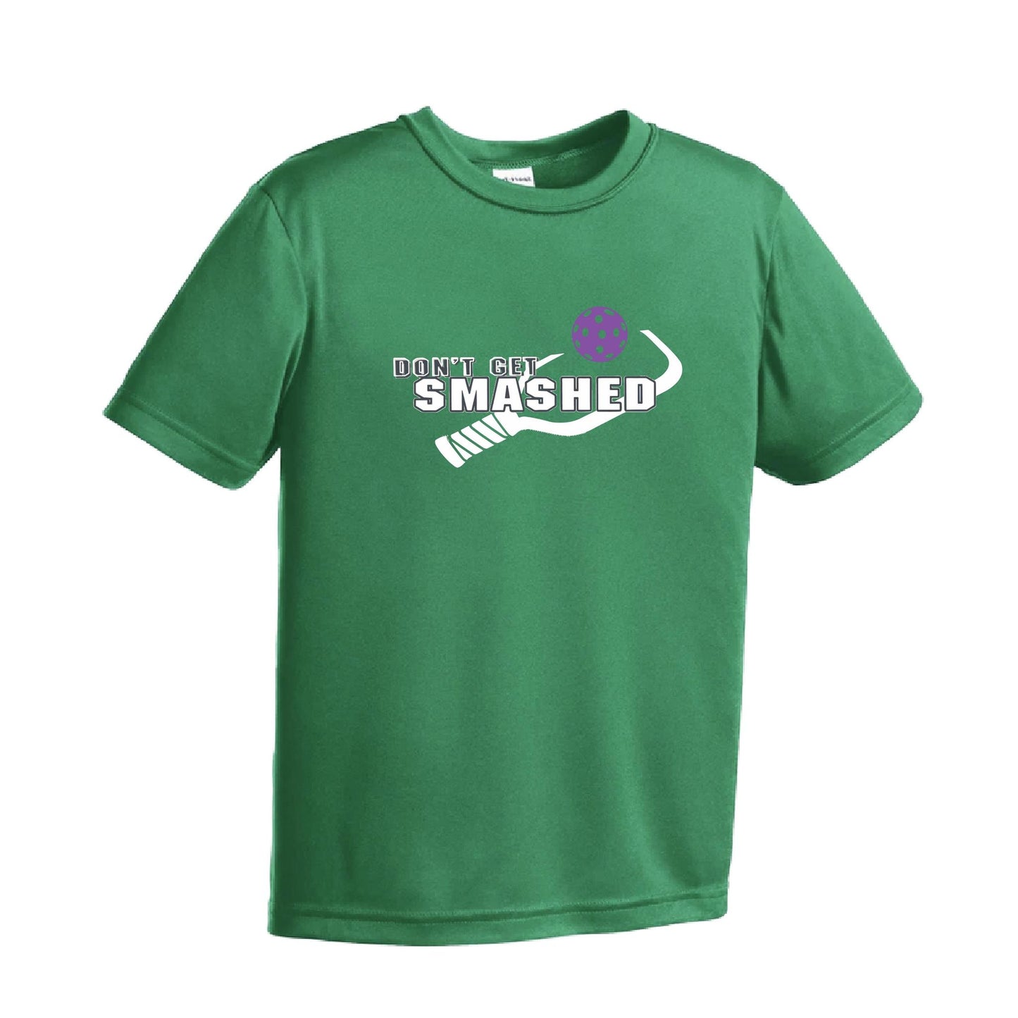 Don't Get Smashed (10 Custom Pickleball Colors) | Youth Short Sleeve Pickleball Performance T-Shirts | 100% Polyester