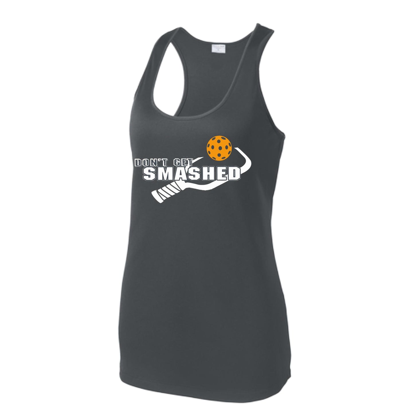 Don't Get Smashed (Colors Cyan Orange Pink) Customizable | Women's Racerback Pickleball Tank | 100% Polyester