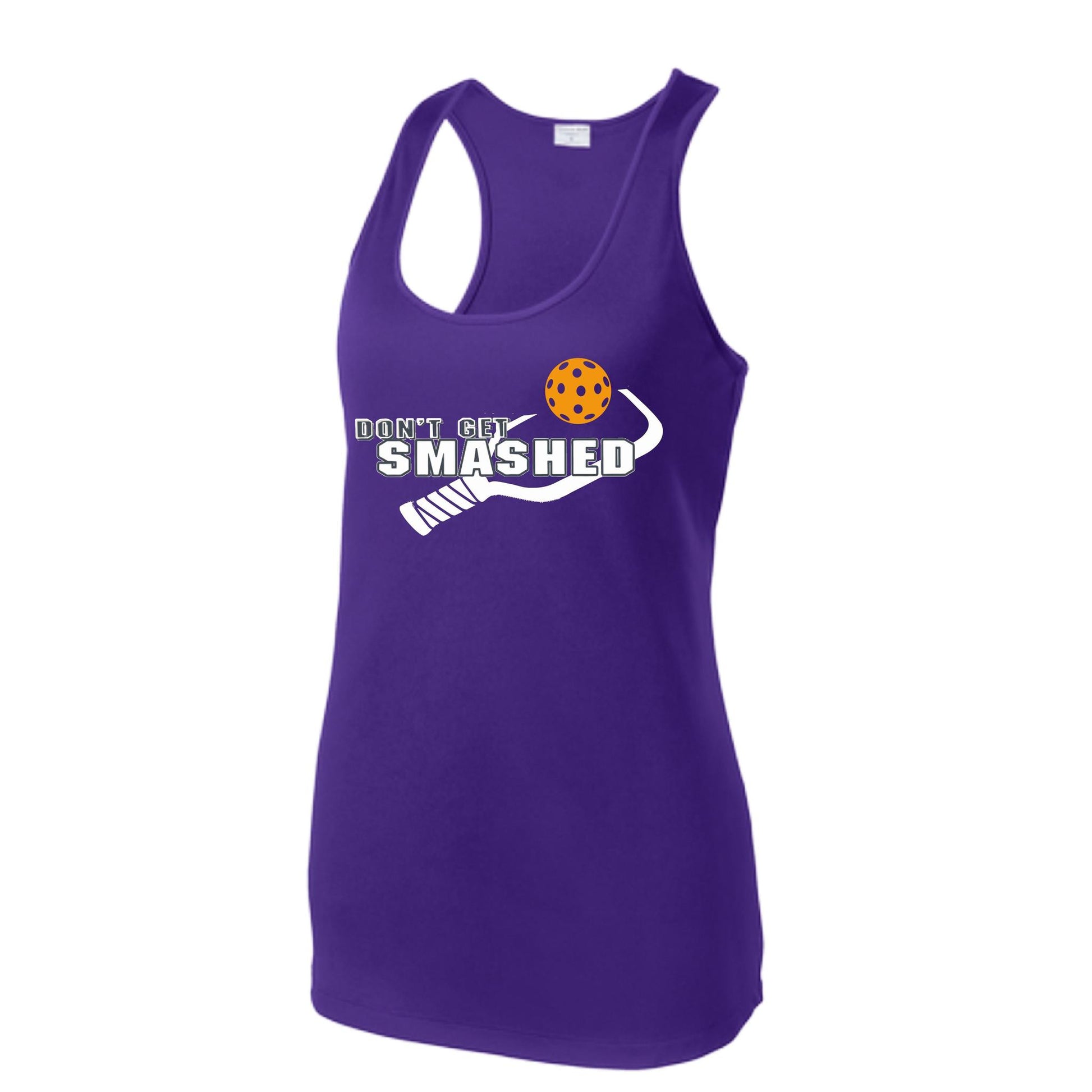Don't Get Smashed (Colors Cyan Orange Pink) Customizable | Women's Racerback Pickleball Tank | 100% Polyester