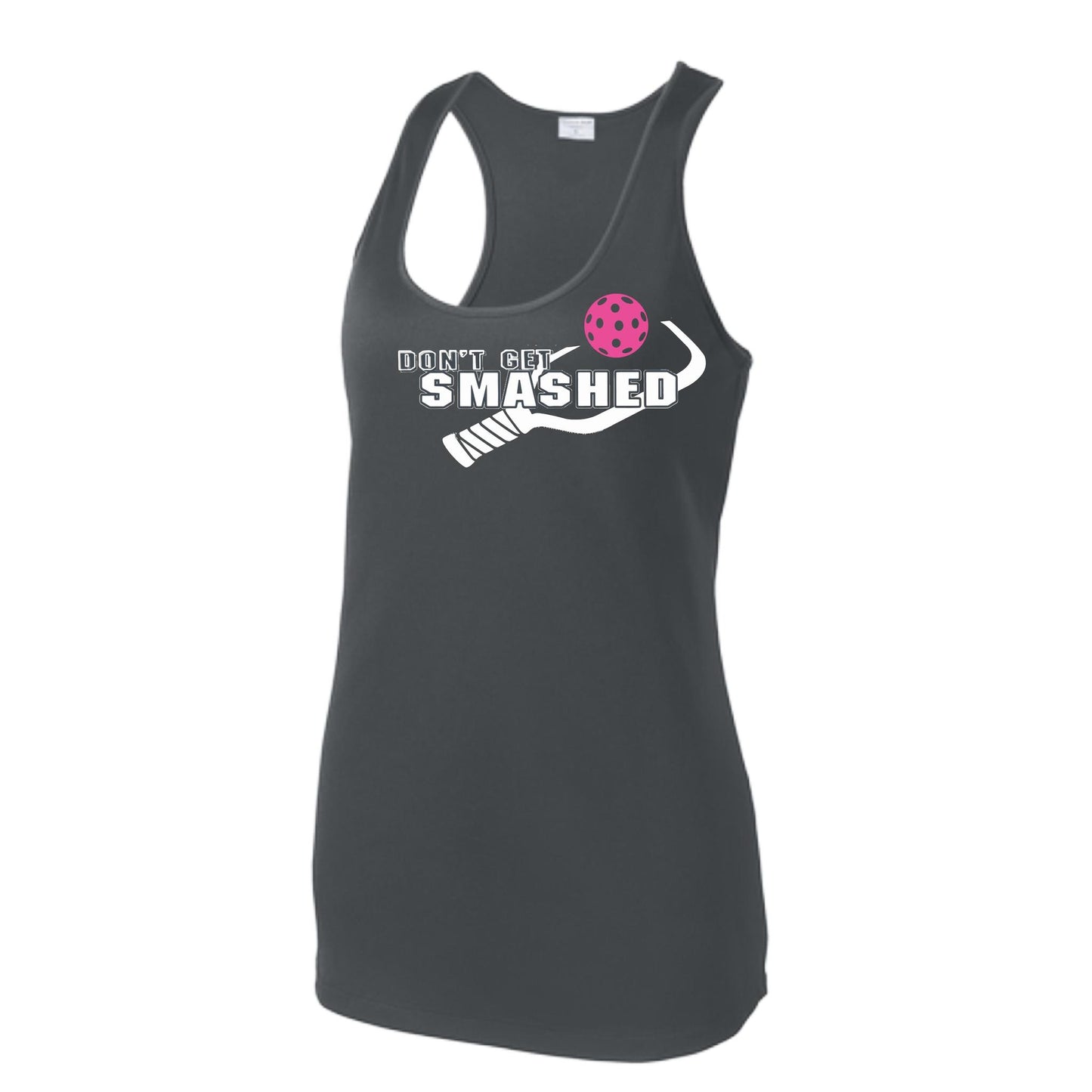 Don't Get Smashed (Colors Cyan Orange Pink) Customizable | Women's Racerback Pickleball Tank | 100% Polyester