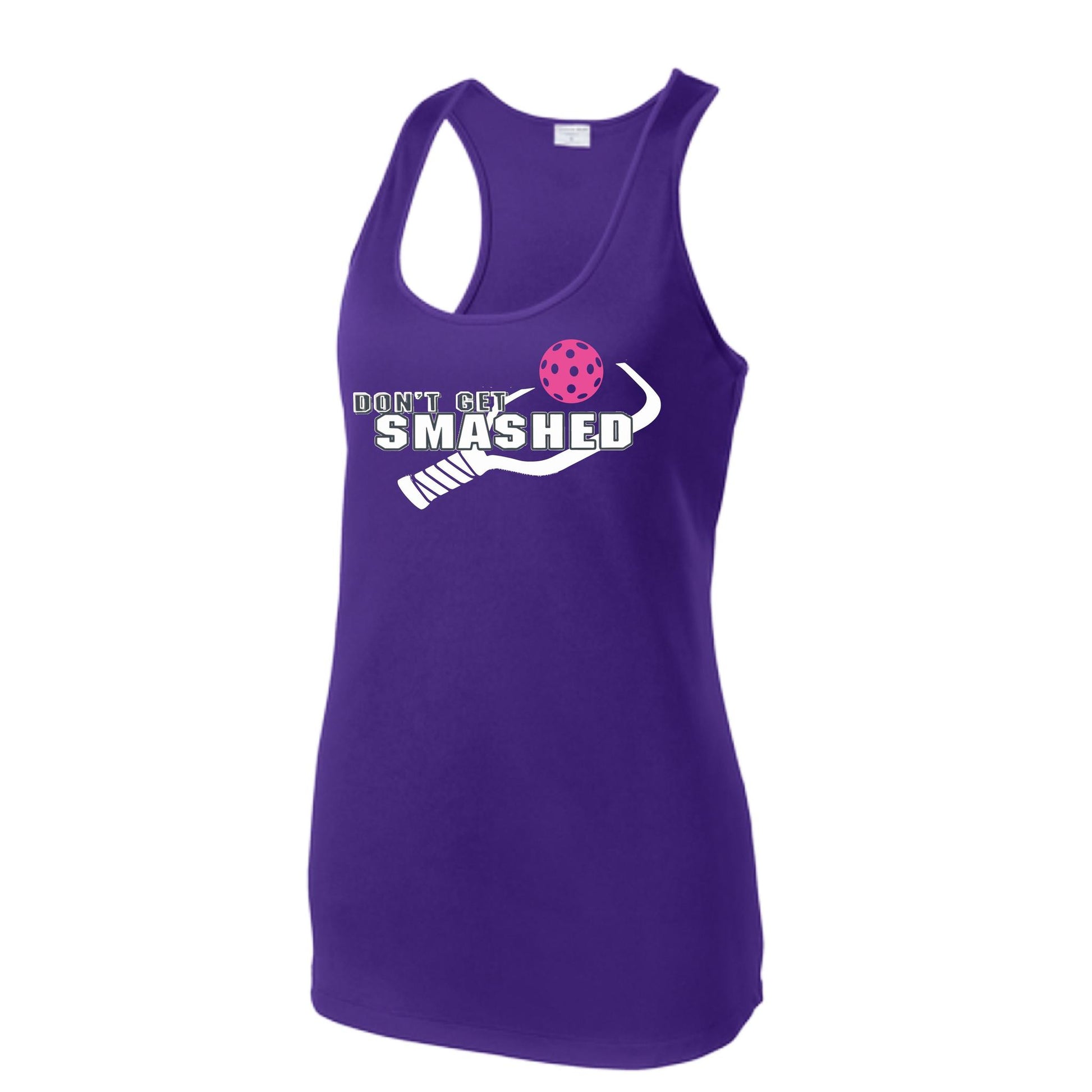 Don't Get Smashed (Colors Cyan Orange Pink) Customizable | Women's Racerback Pickleball Tank | 100% Polyester