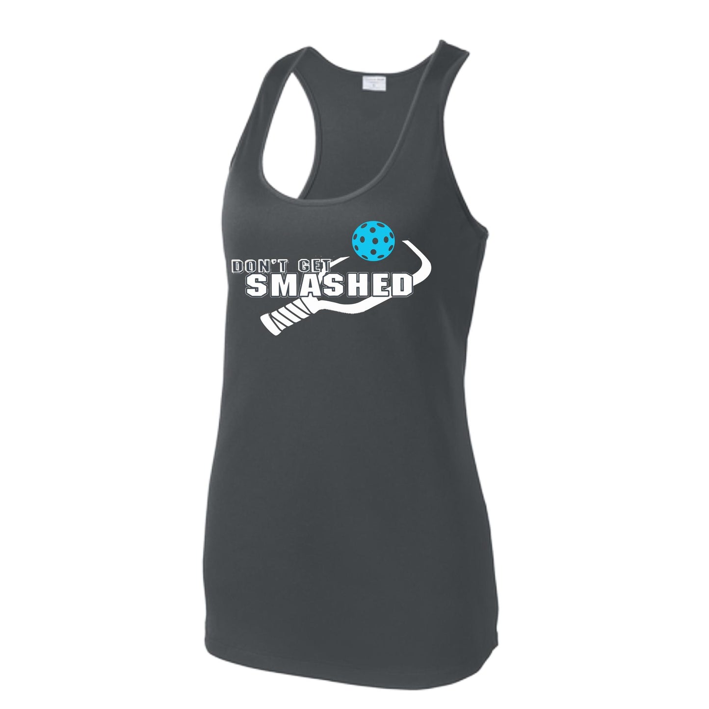Don't Get Smashed (Colors Cyan Orange Pink) Customizable | Women's Racerback Pickleball Tank | 100% Polyester