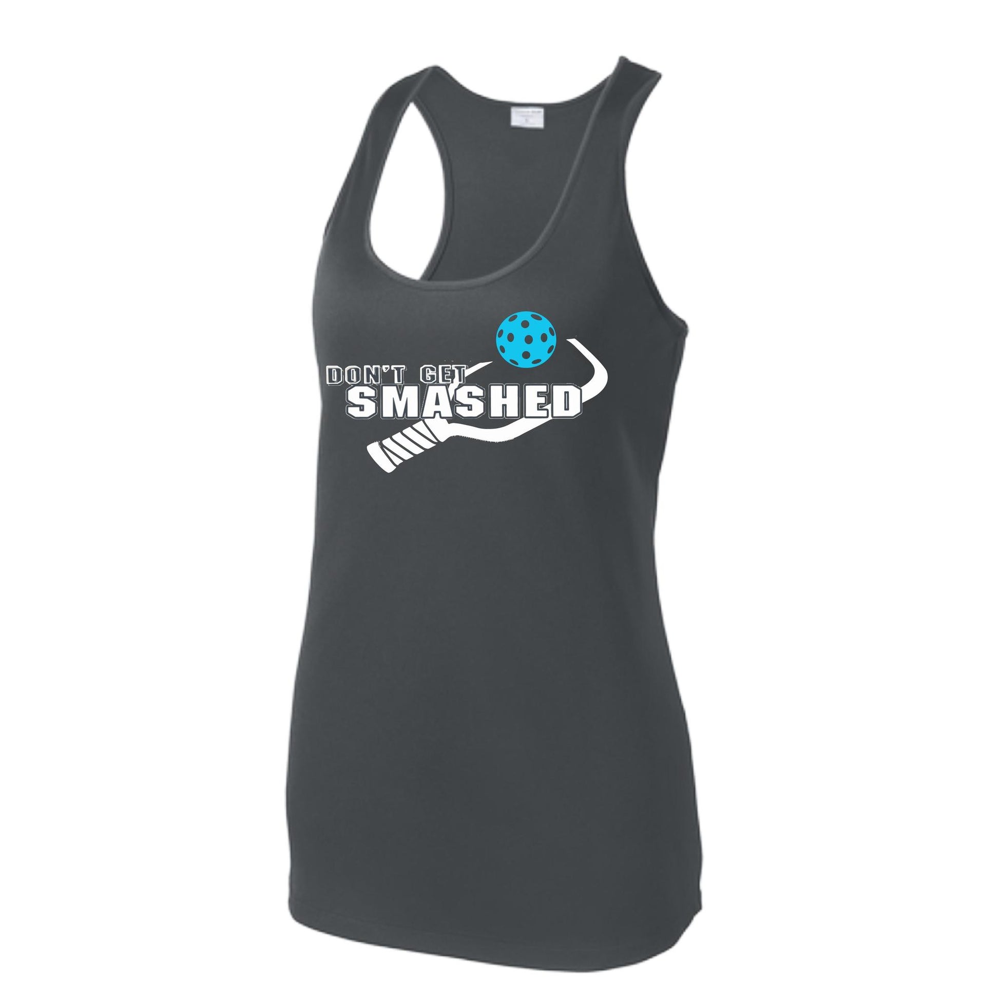 Don't Get Smashed (Colors Cyan Orange Pink) Customizable | Women's Racerback Pickleball Tank | 100% Polyester