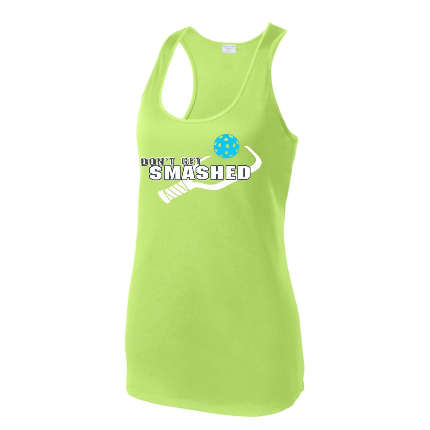 Don't Get Smashed (Colors Cyan Orange Pink) Customizable | Women's Racerback Pickleball Tank | 100% Polyester