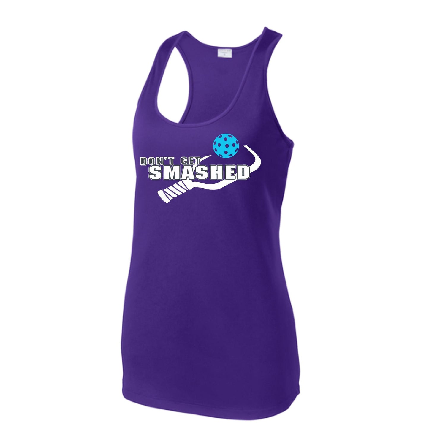Don't Get Smashed (Colors Cyan Orange Pink) Customizable | Women's Racerback Pickleball Tank | 100% Polyester