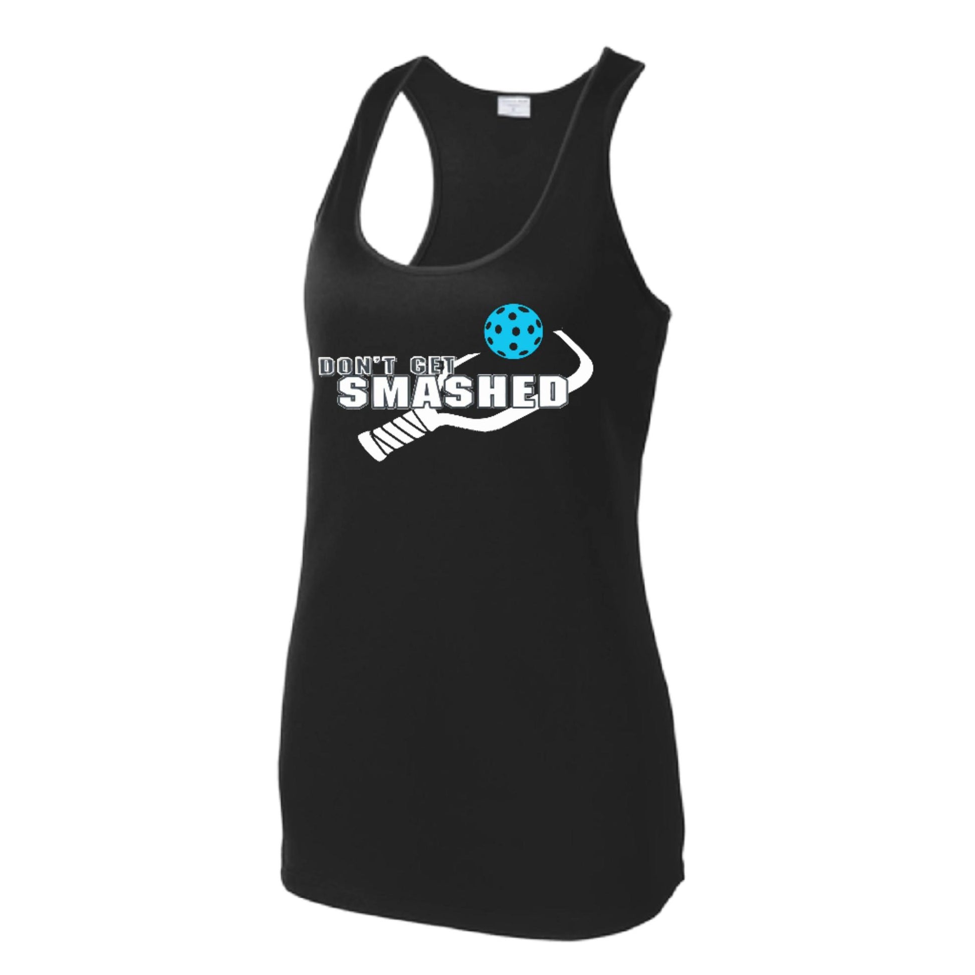Don't Get Smashed (Colors Cyan Orange Pink) Customizable | Women's Racerback Pickleball Tank | 100% Polyester